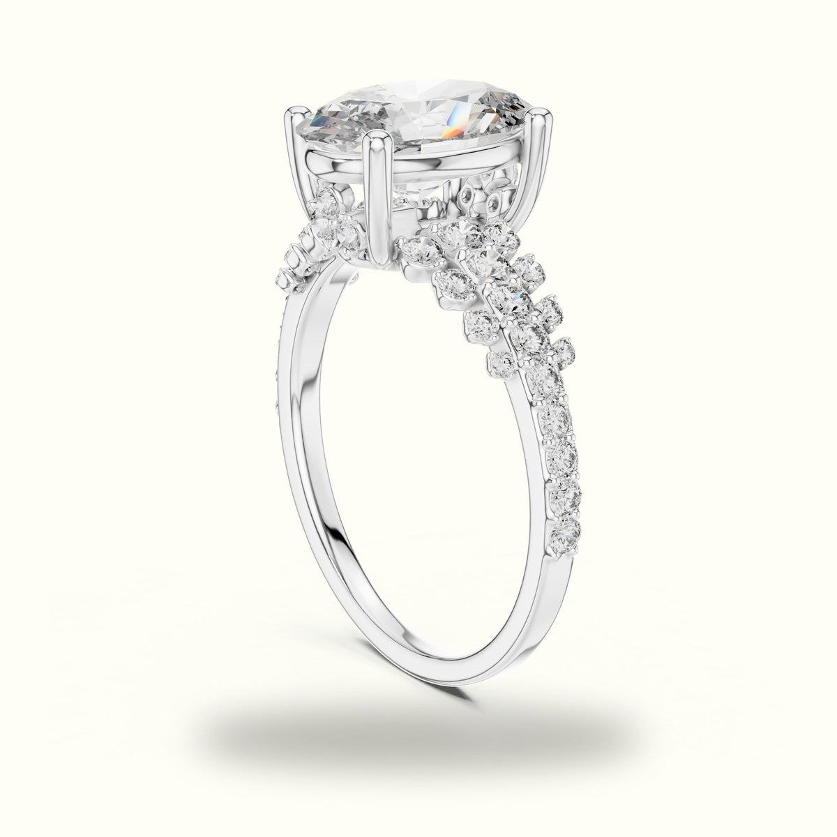 Oval Lab-Grown Diamond Solitaire Engagement Ring — White gold, view 1 | Crystal N Cuts