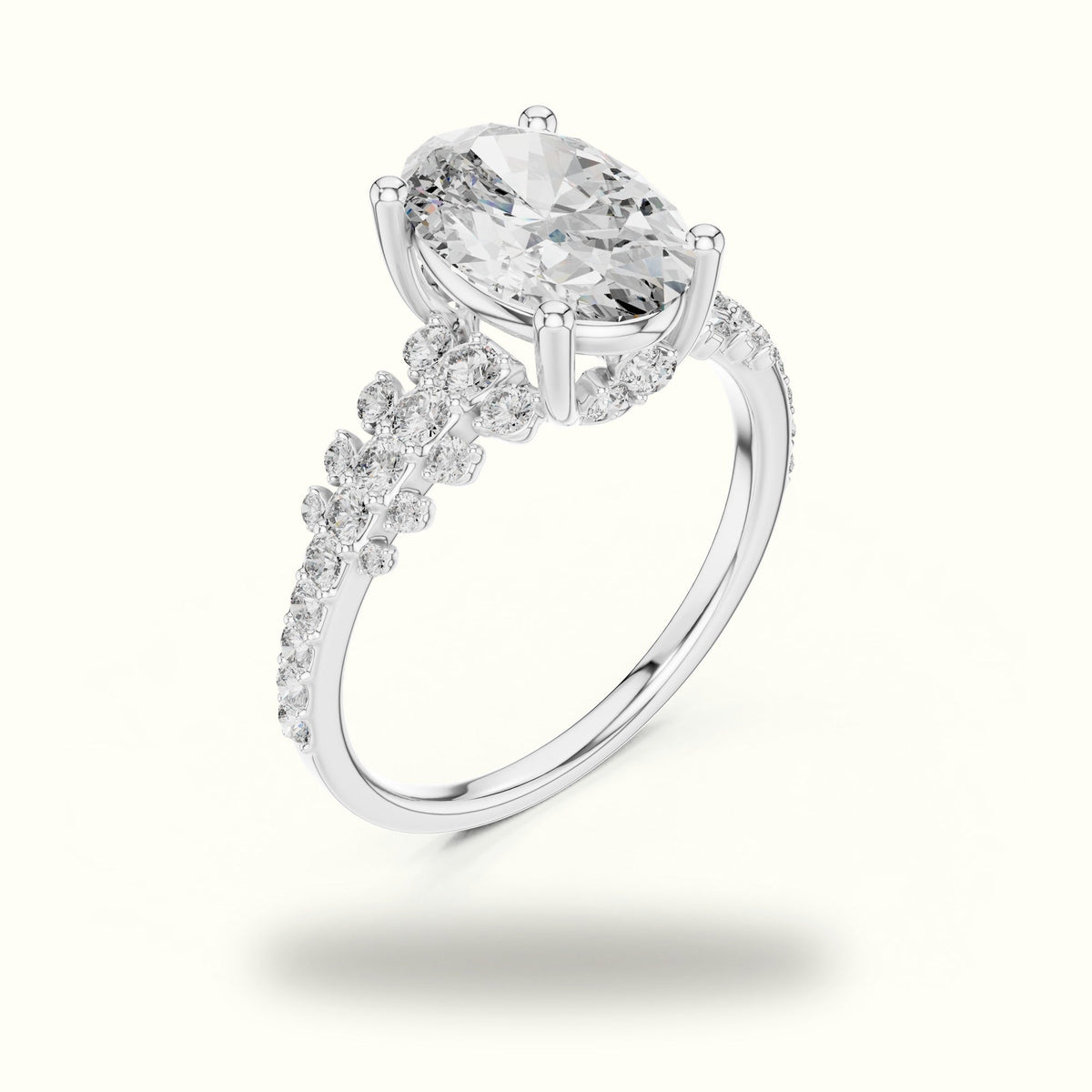 Oval Lab-Grown Diamond Solitaire Engagement Ring — White gold, view 2 | Crystal N Cuts