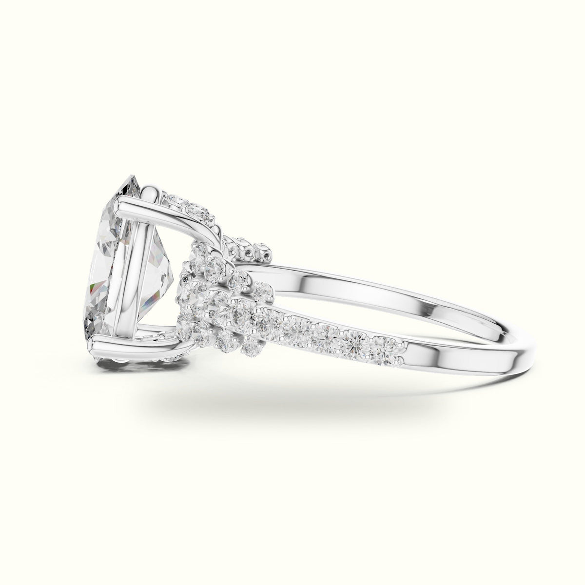 Oval Lab-Grown Diamond Solitaire Engagement Ring — White gold, view 3 | Crystal N Cuts