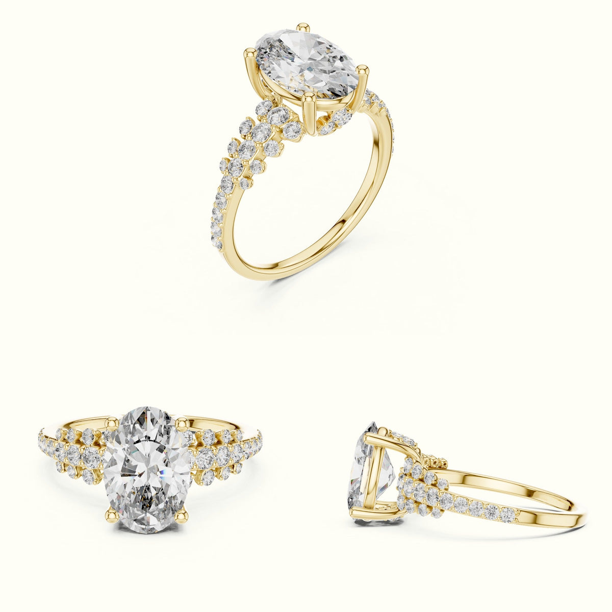 Oval Lab-Grown Diamond Solitaire Engagement Ring — Yellow gold, on the hand | Crystal N Cuts
