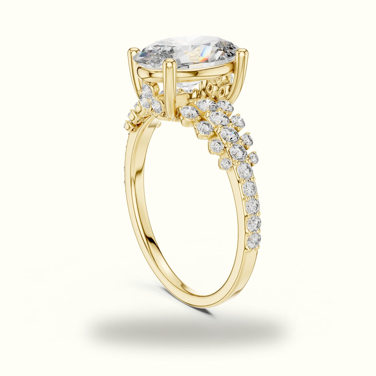 Oval Lab-Grown Diamond Solitaire Engagement Ring — Yellow gold, view 1 | Crystal N Cuts