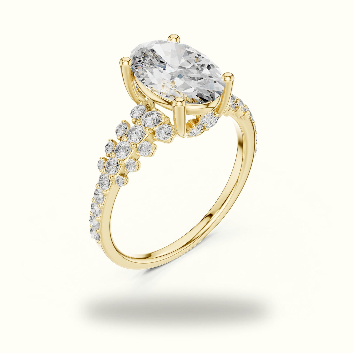 Oval Lab-Grown Diamond Solitaire Engagement Ring — Yellow gold, view 2 | Crystal N Cuts
