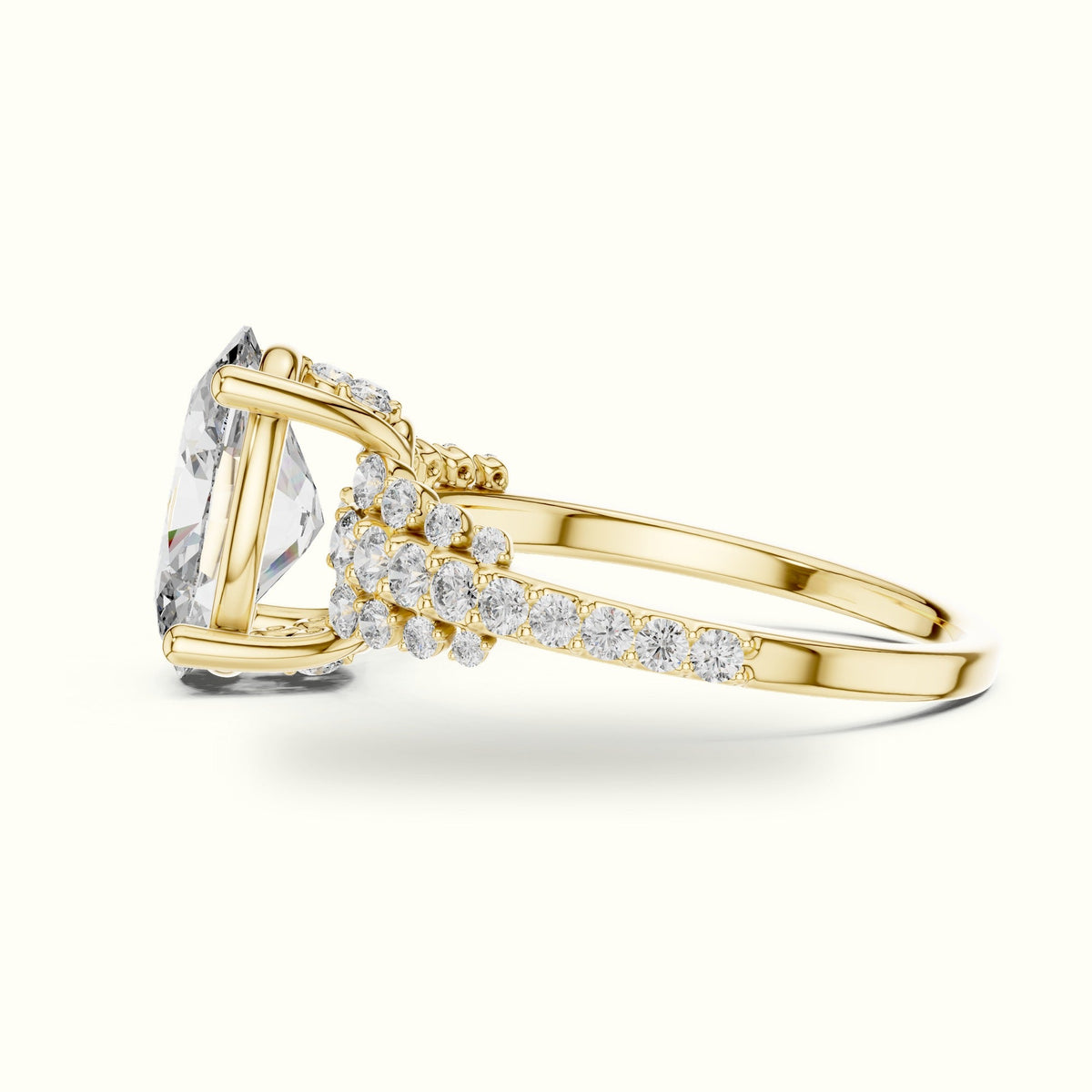 Oval Lab-Grown Diamond Solitaire Engagement Ring — Yellow gold, view 3 | Crystal N Cuts