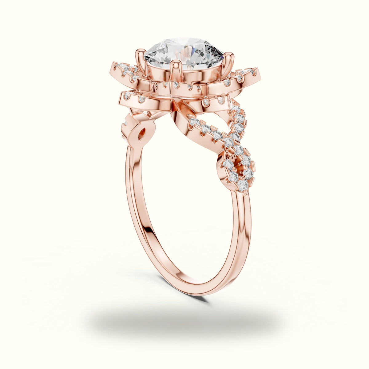 Round Floral Lab-Grown Diamond Ring — Rose gold, view 1 | Crystal N Cuts