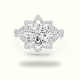 Round Floral Lab-Grown Diamond Ring