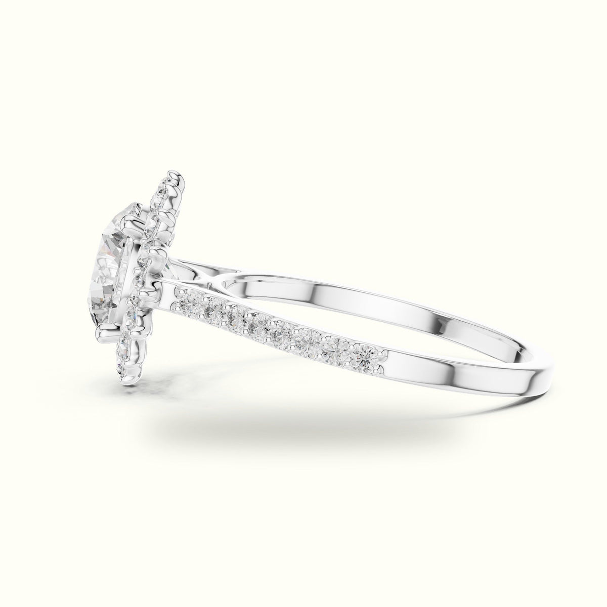 Round Floral Halo Lab-Grown Diamond Ring — White gold, view 3 | Crystal N Cuts