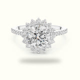 Round Floral Halo Lab-Grown Diamond Ring