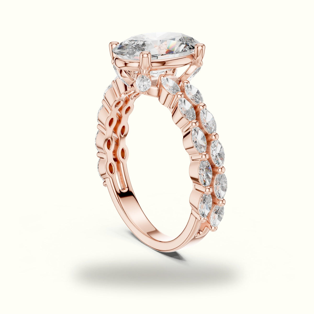 Oval Basket Lab-Grown Diamond Engagement Ring — Rose gold, view 1 | Crystal N Cuts