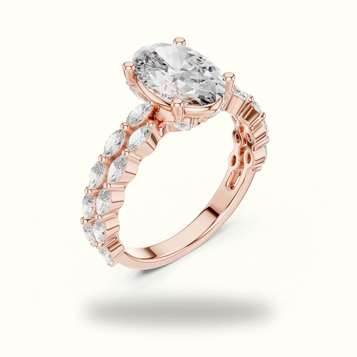 Oval Basket Lab-Grown Diamond Engagement Ring — Rose gold, view 2 | Crystal N Cuts