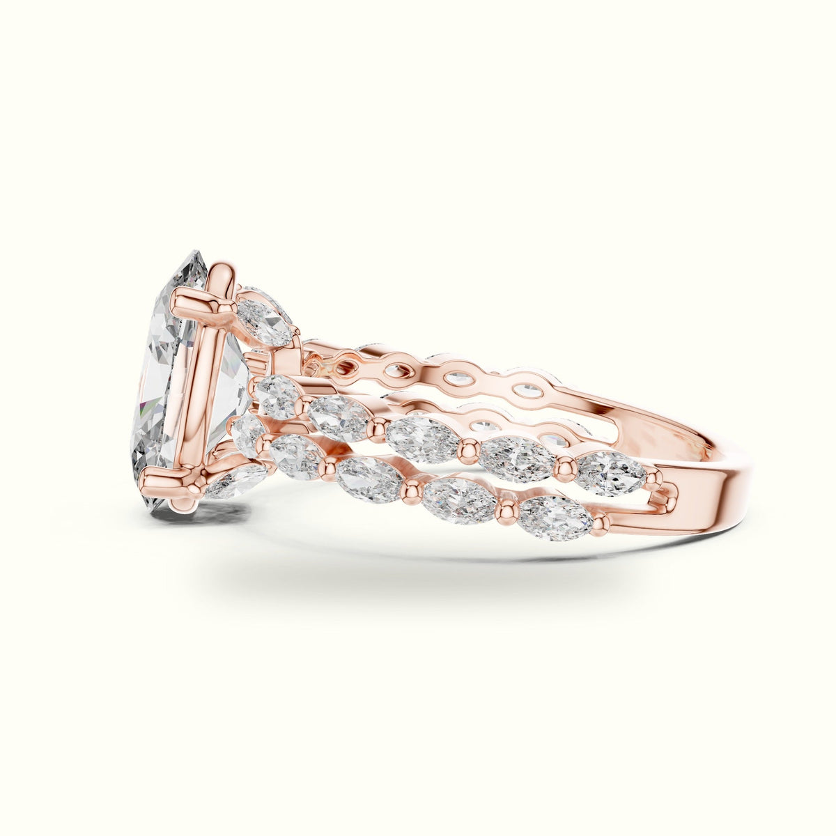 Oval Basket Lab-Grown Diamond Engagement Ring — Rose gold, view 3 | Crystal N Cuts