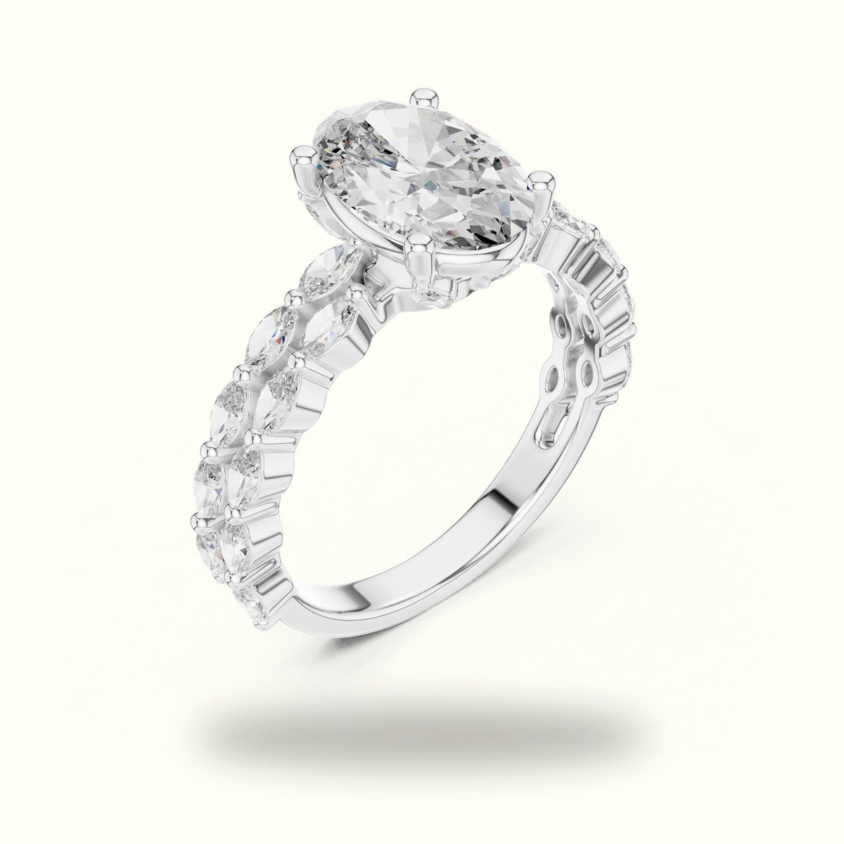 Oval Basket Lab-Grown Diamond Engagement Ring — White gold, view 2 | Crystal N Cuts