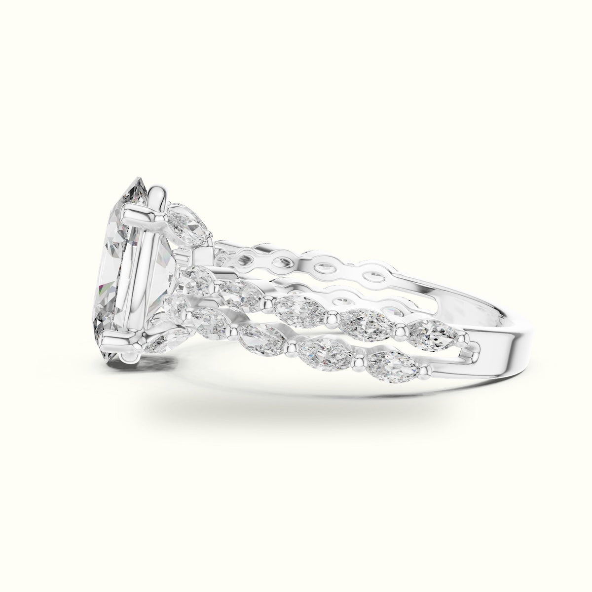 Oval Basket Lab-Grown Diamond Engagement Ring — White gold, view 3 | Crystal N Cuts