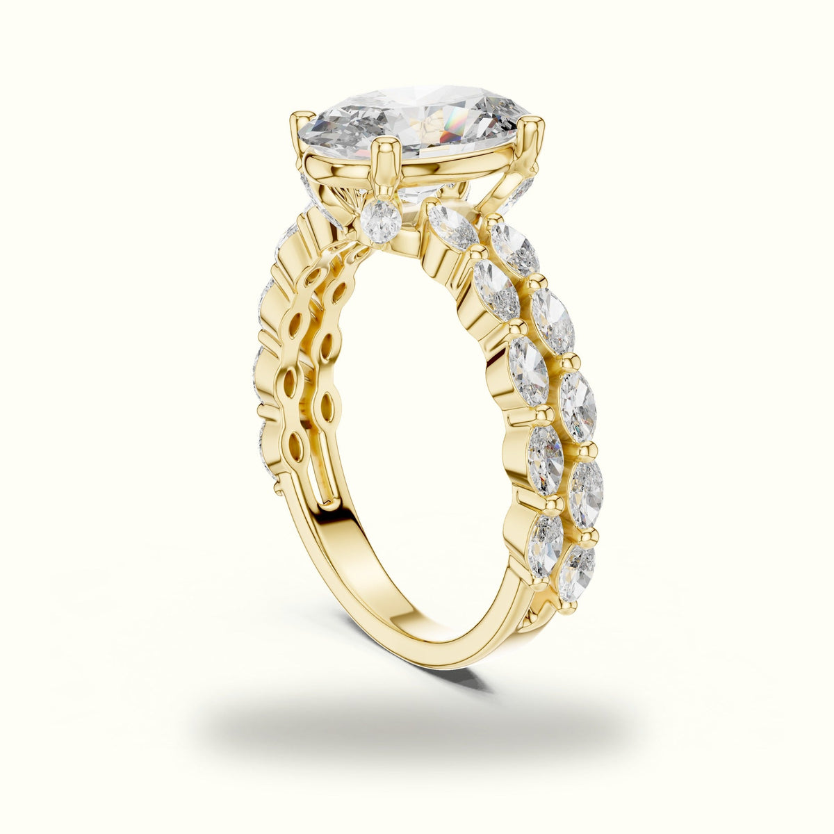 Oval Basket Lab-Grown Diamond Engagement Ring — Yellow gold, view 1 | Crystal N Cuts