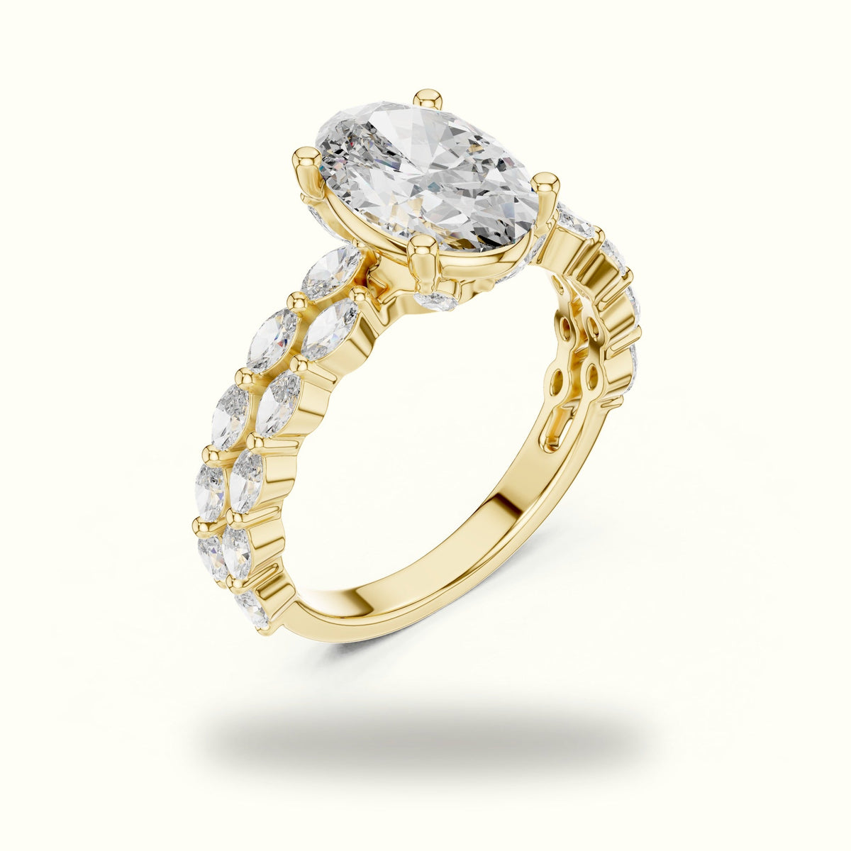 Oval Basket Lab-Grown Diamond Engagement Ring — Yellow gold, view 2 | Crystal N Cuts