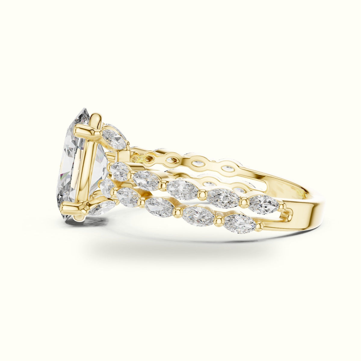 Oval Basket Lab-Grown Diamond Engagement Ring — Yellow gold, view 3 | Crystal N Cuts