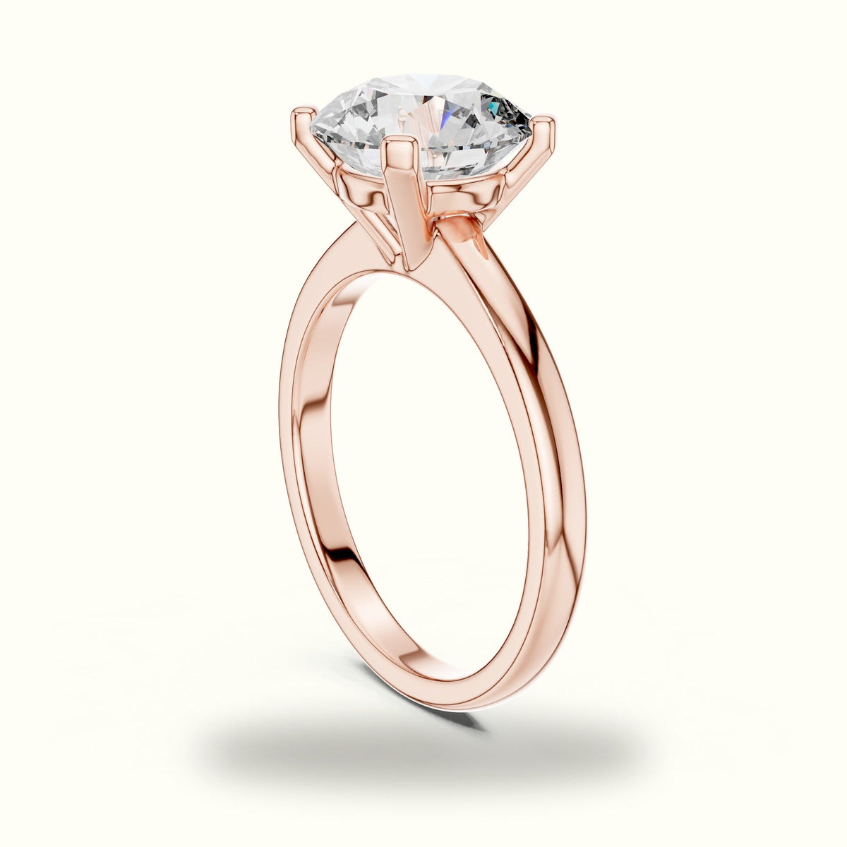 Four-Prong Round Peg Head Lab-Grown Diamond Solitaire Ring — Rose gold, view 1 | Crystal N Cuts