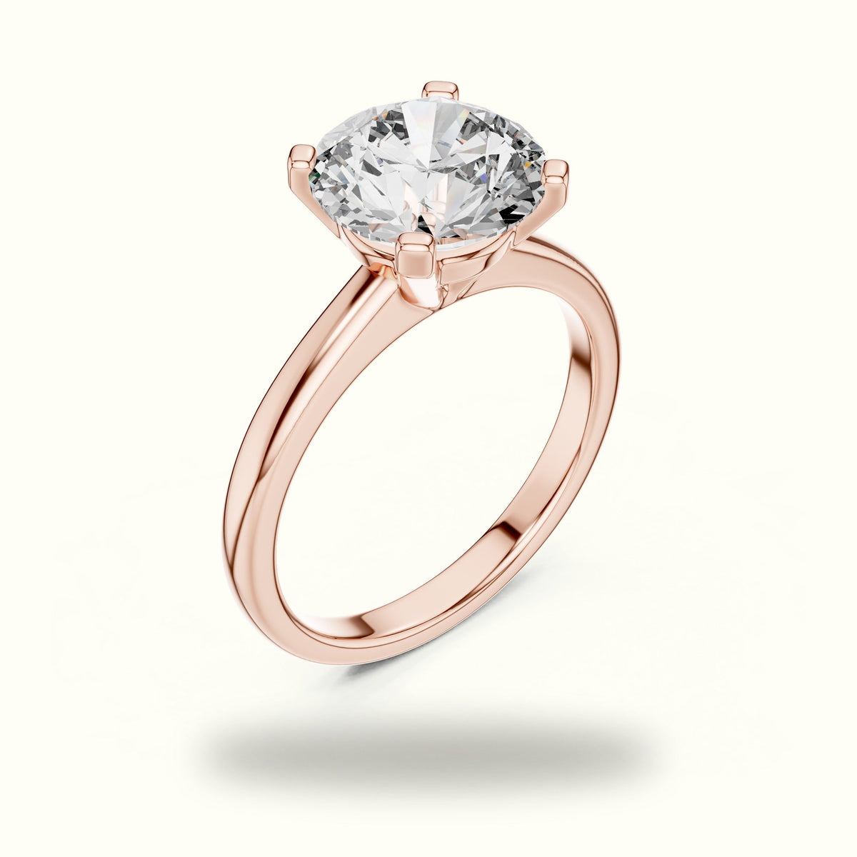 Four-Prong Round Peg Head Lab-Grown Diamond Solitaire Ring — Rose gold, view 2 | Crystal N Cuts