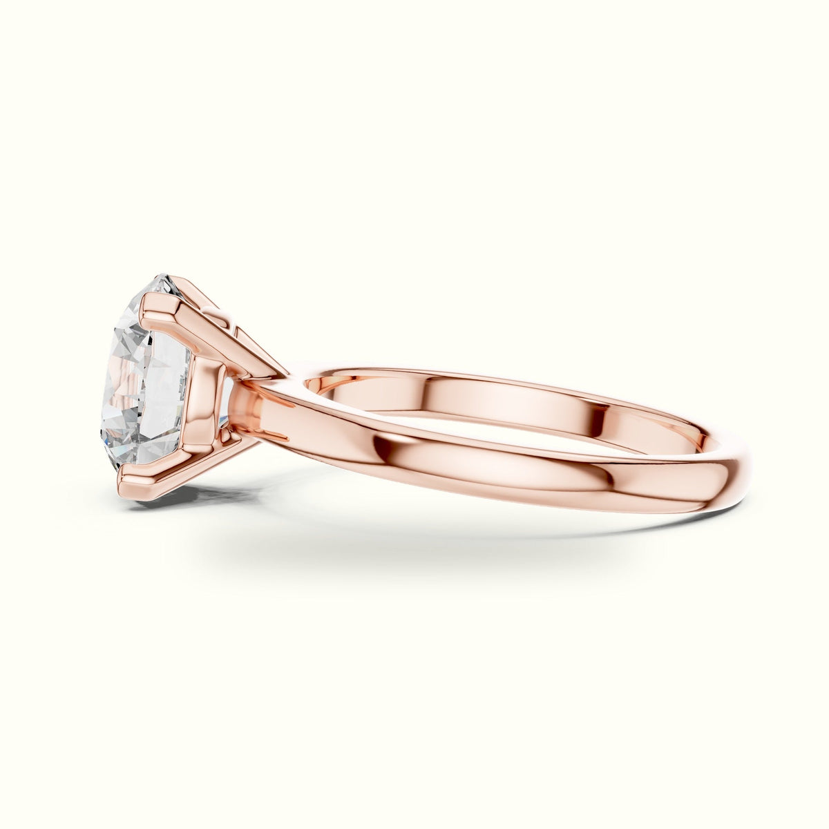 Four-Prong Round Peg Head Lab-Grown Diamond Solitaire Ring — Rose gold, view 3 | Crystal N Cuts