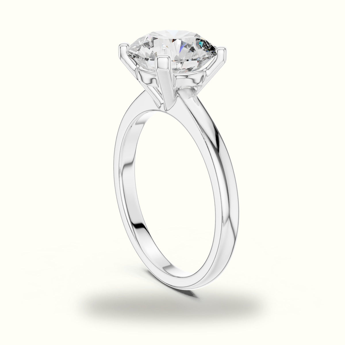 Four-Prong Round Peg Head Lab-Grown Diamond Solitaire Ring — White gold, view 1 | Crystal N Cuts