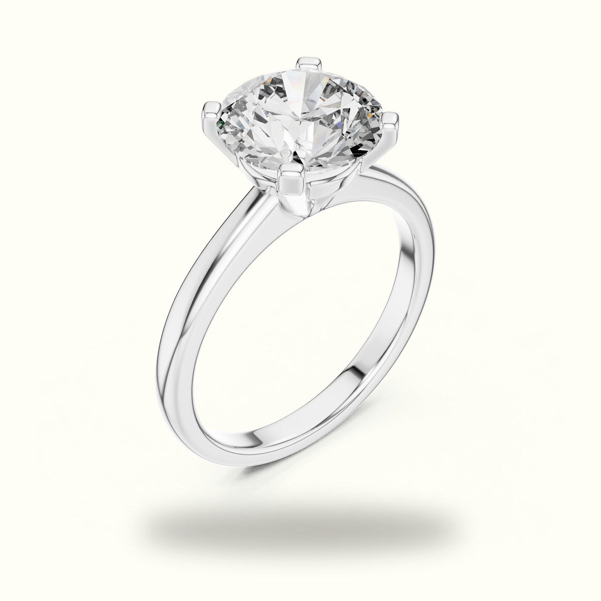 Four-Prong Round Peg Head Lab-Grown Diamond Solitaire Ring — White gold, view 2 | Crystal N Cuts