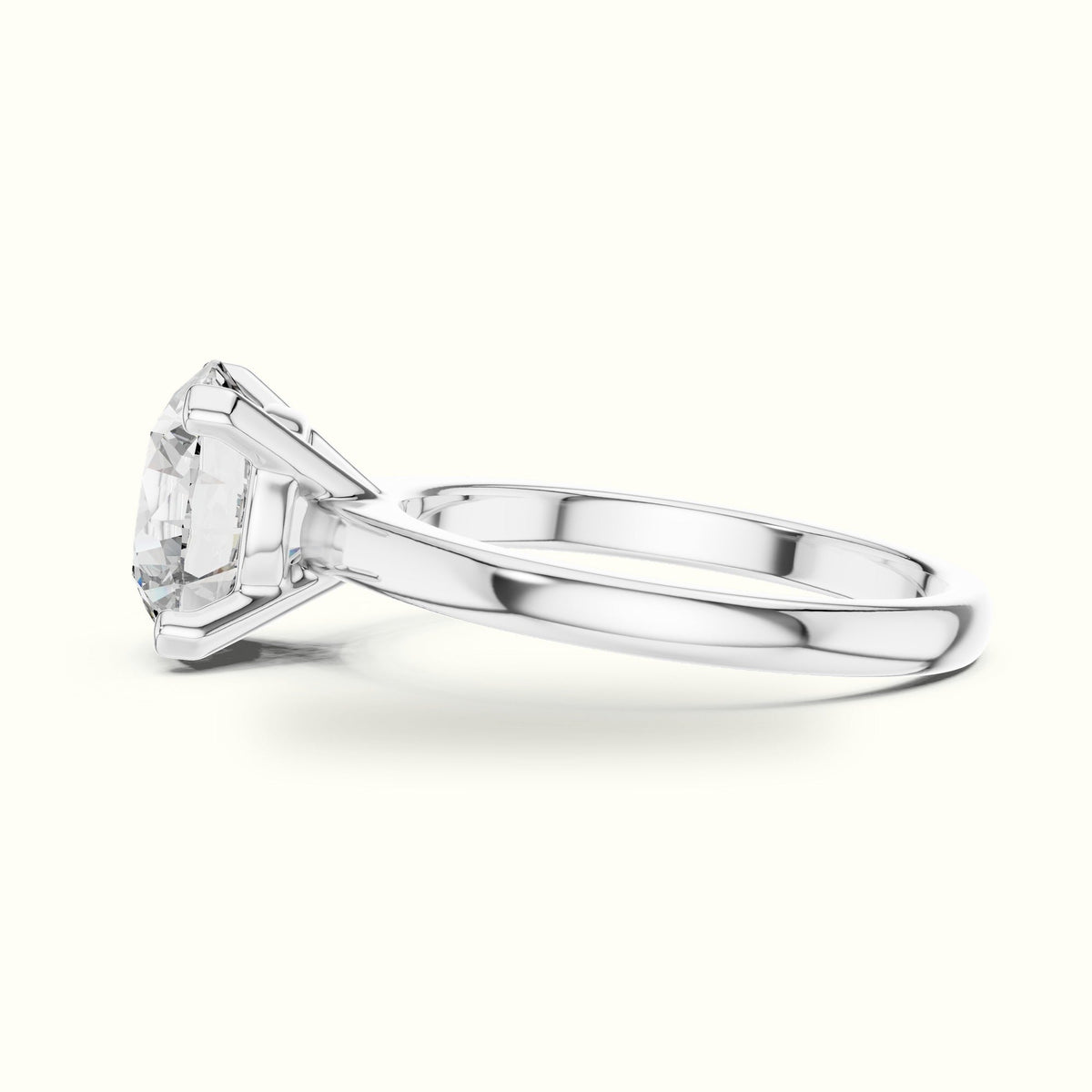 Four-Prong Round Peg Head Lab-Grown Diamond Solitaire Ring — White gold, view 3 | Crystal N Cuts