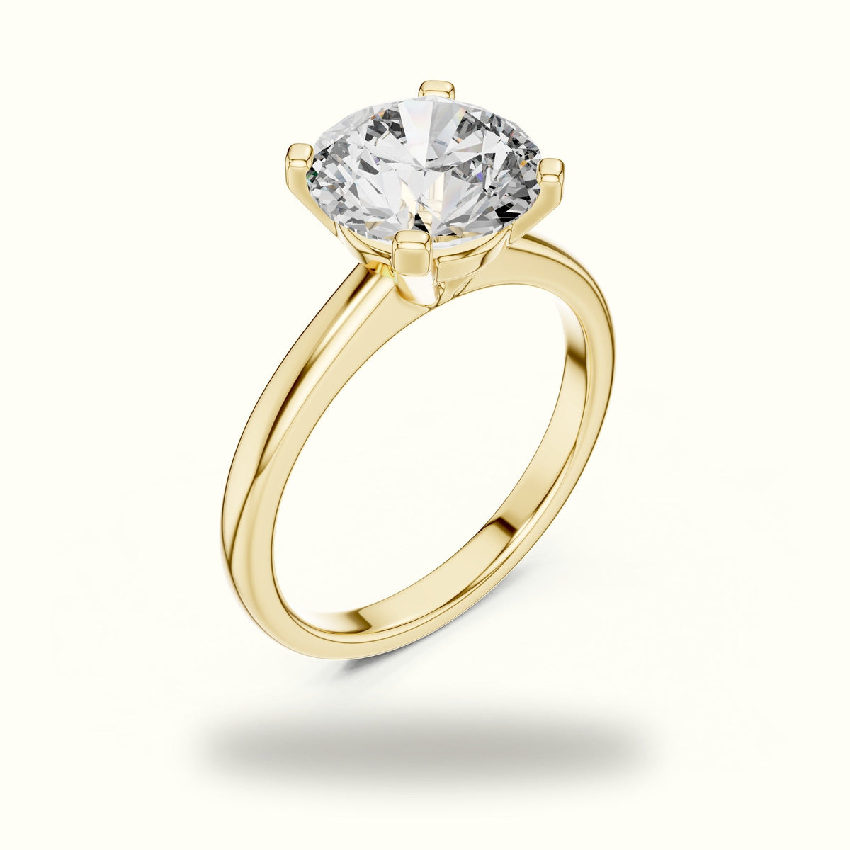 Four-Prong Round Peg Head Lab-Grown Diamond Solitaire Ring — Yellow gold, view 2 | Crystal N Cuts
