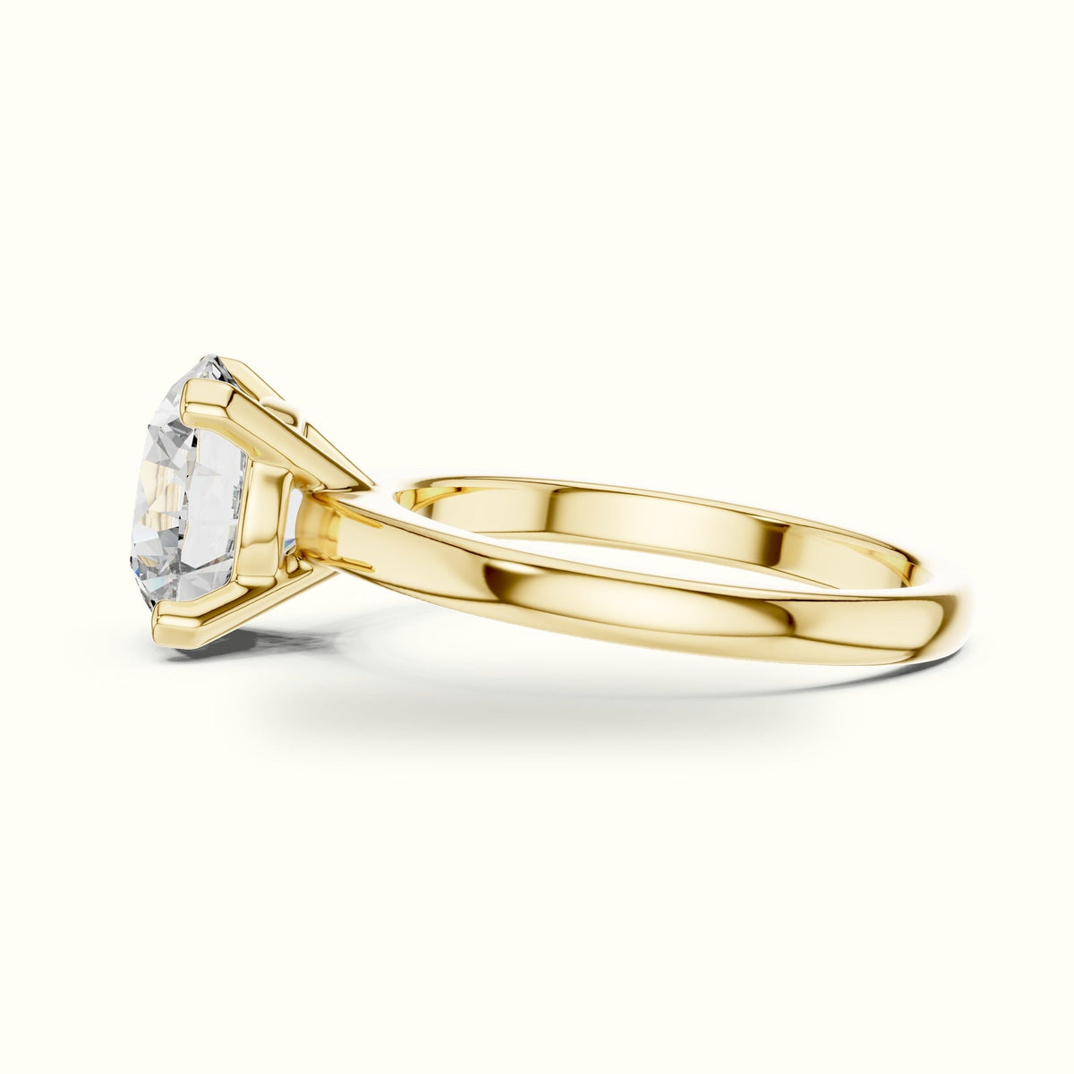 Four-Prong Round Peg Head Lab-Grown Diamond Solitaire Ring — Yellow gold, view 3 | Crystal N Cuts
