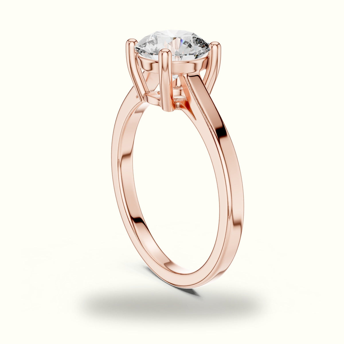Round Cathedral Solitaire Basket Lab-Grown Diamond Ring — Rose gold, view 1 | Crystal N Cuts