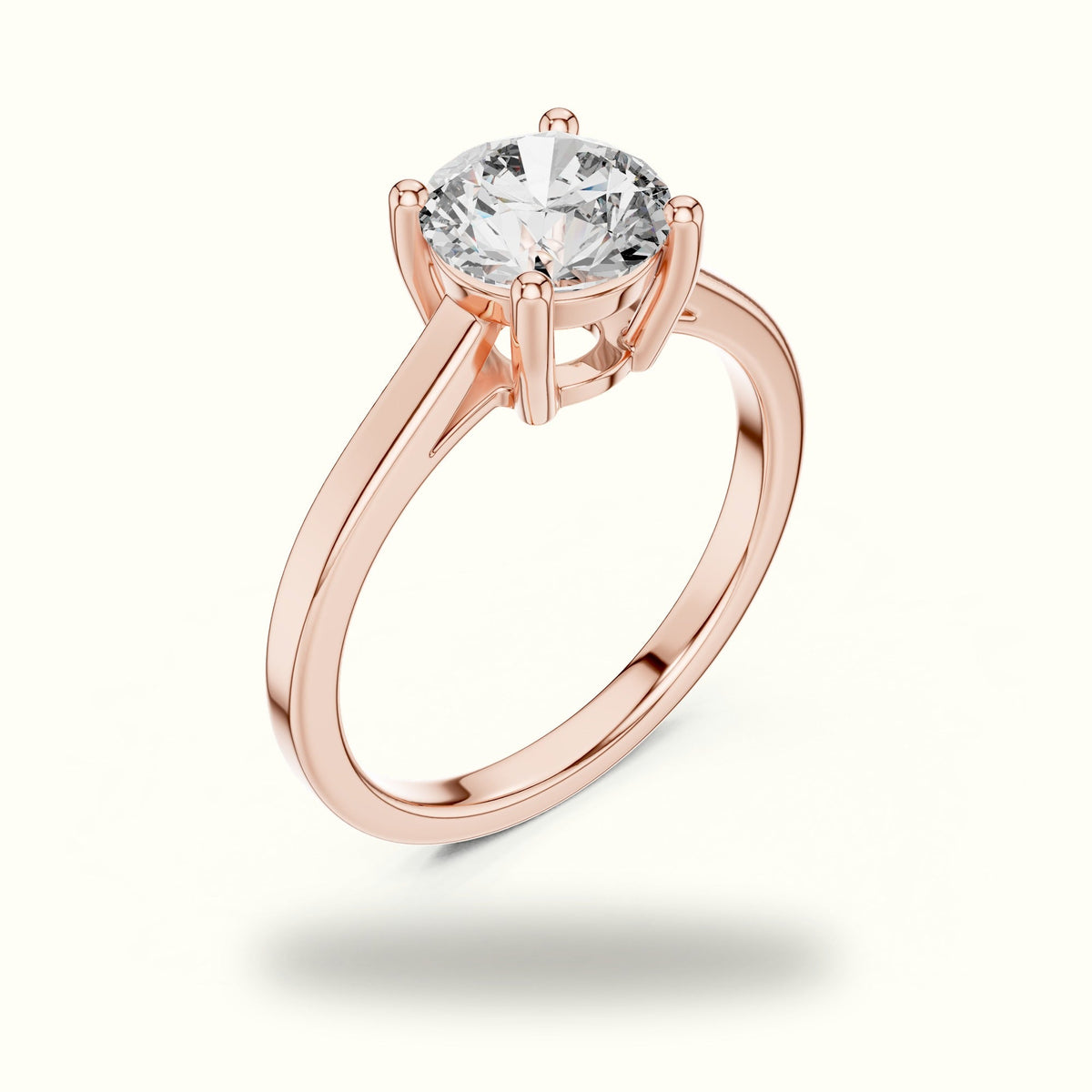 Round Cathedral Solitaire Basket Lab-Grown Diamond Ring — Rose gold, view 2 | Crystal N Cuts