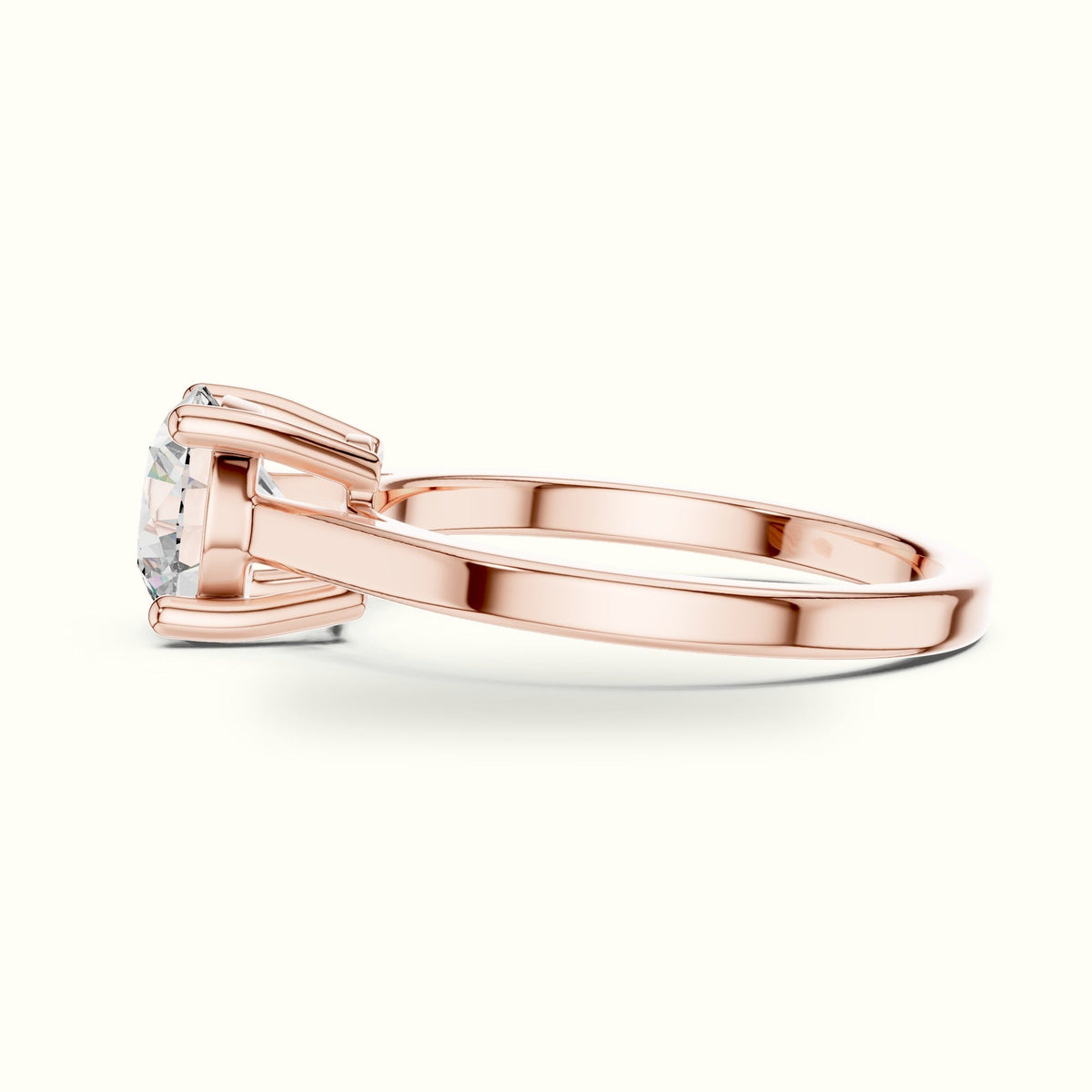 Round Cathedral Solitaire Basket Lab-Grown Diamond Ring — Rose gold, view 3 | Crystal N Cuts