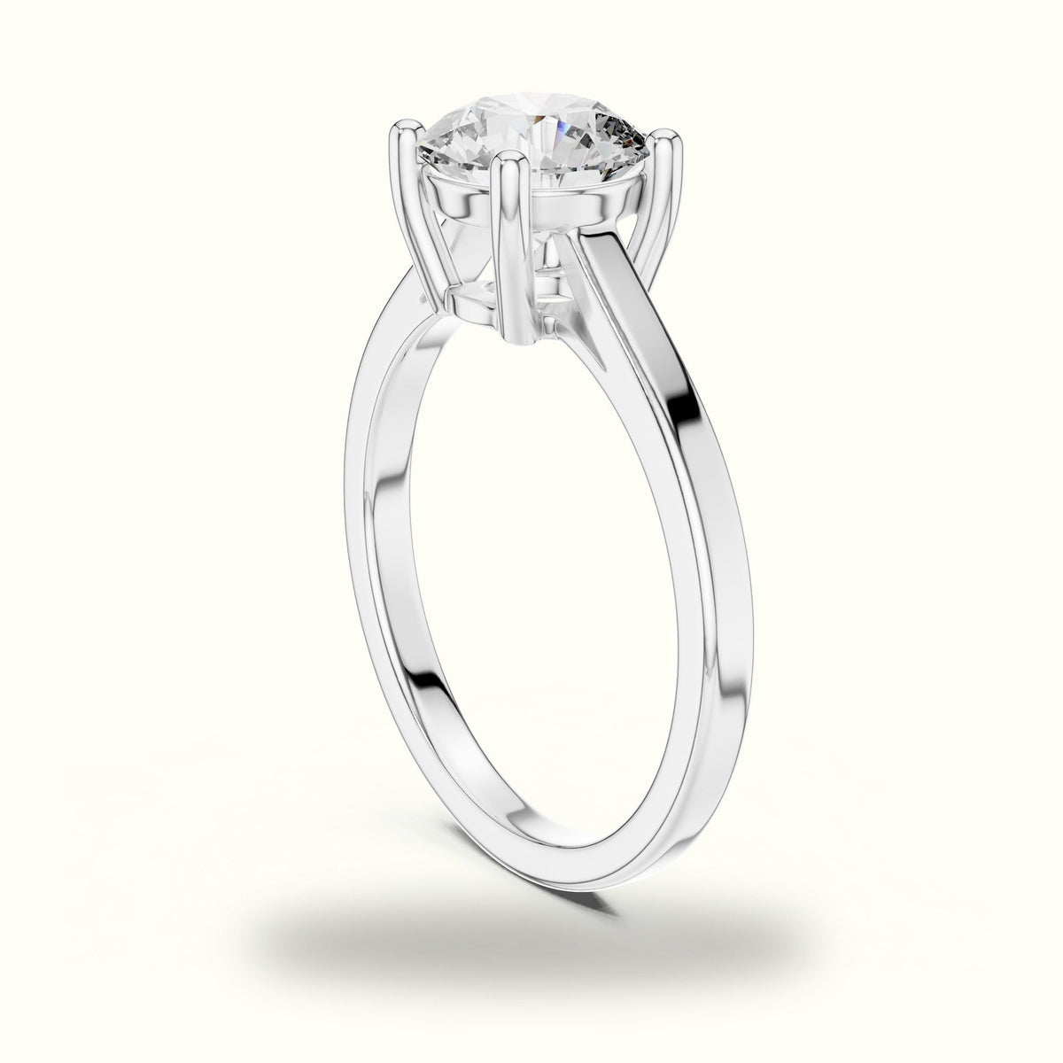 Round Cathedral Solitaire Basket Lab-Grown Diamond Ring — White gold, view 1 | Crystal N Cuts