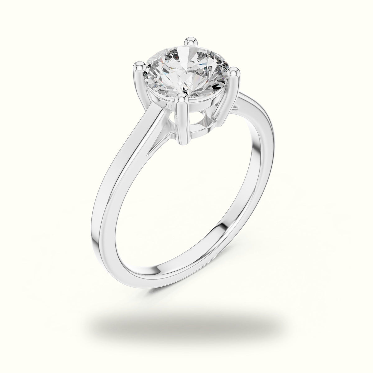 Round Cathedral Solitaire Basket Lab-Grown Diamond Ring — White gold, view 2 | Crystal N Cuts