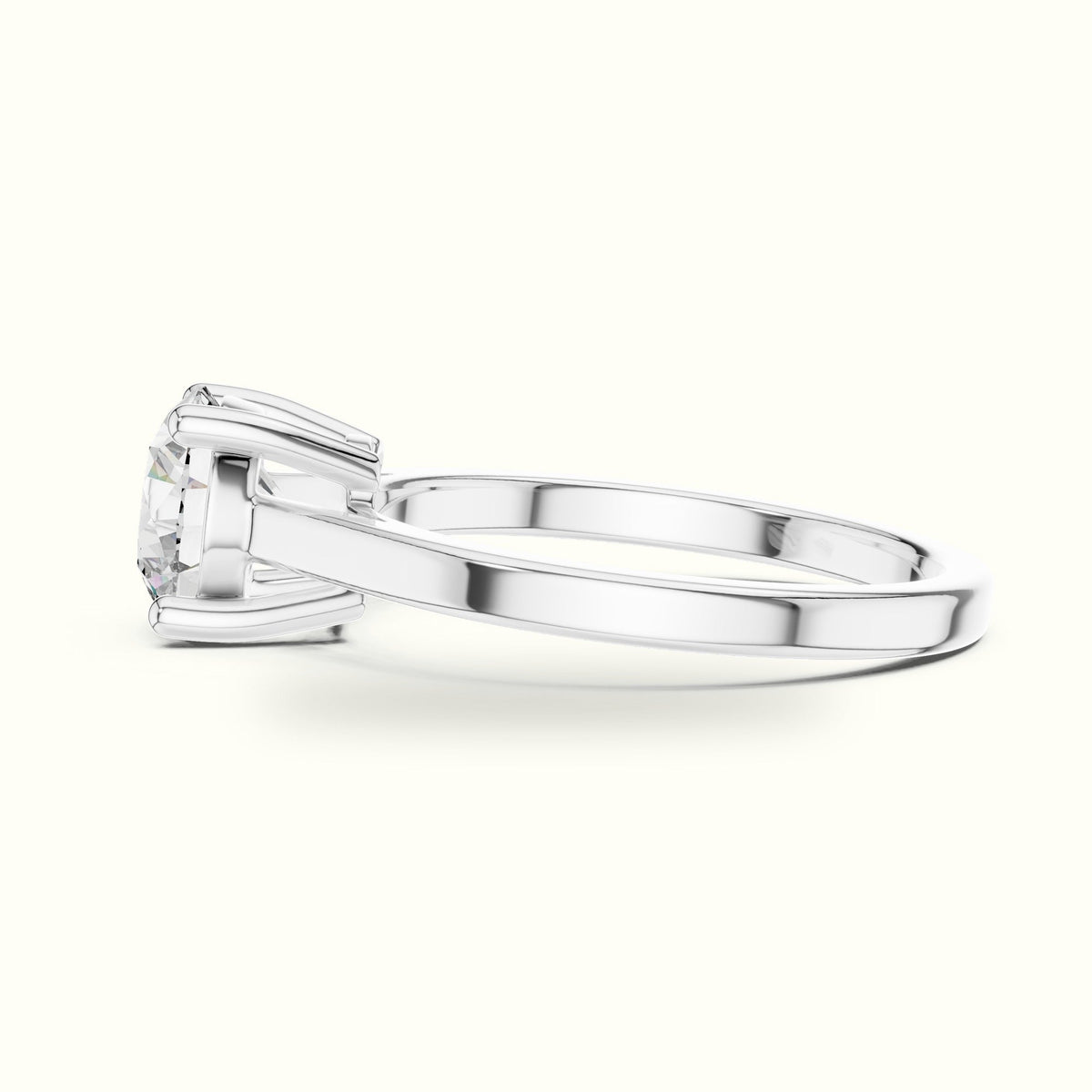 Round Cathedral Solitaire Basket Lab-Grown Diamond Ring — White gold, view 3 | Crystal N Cuts