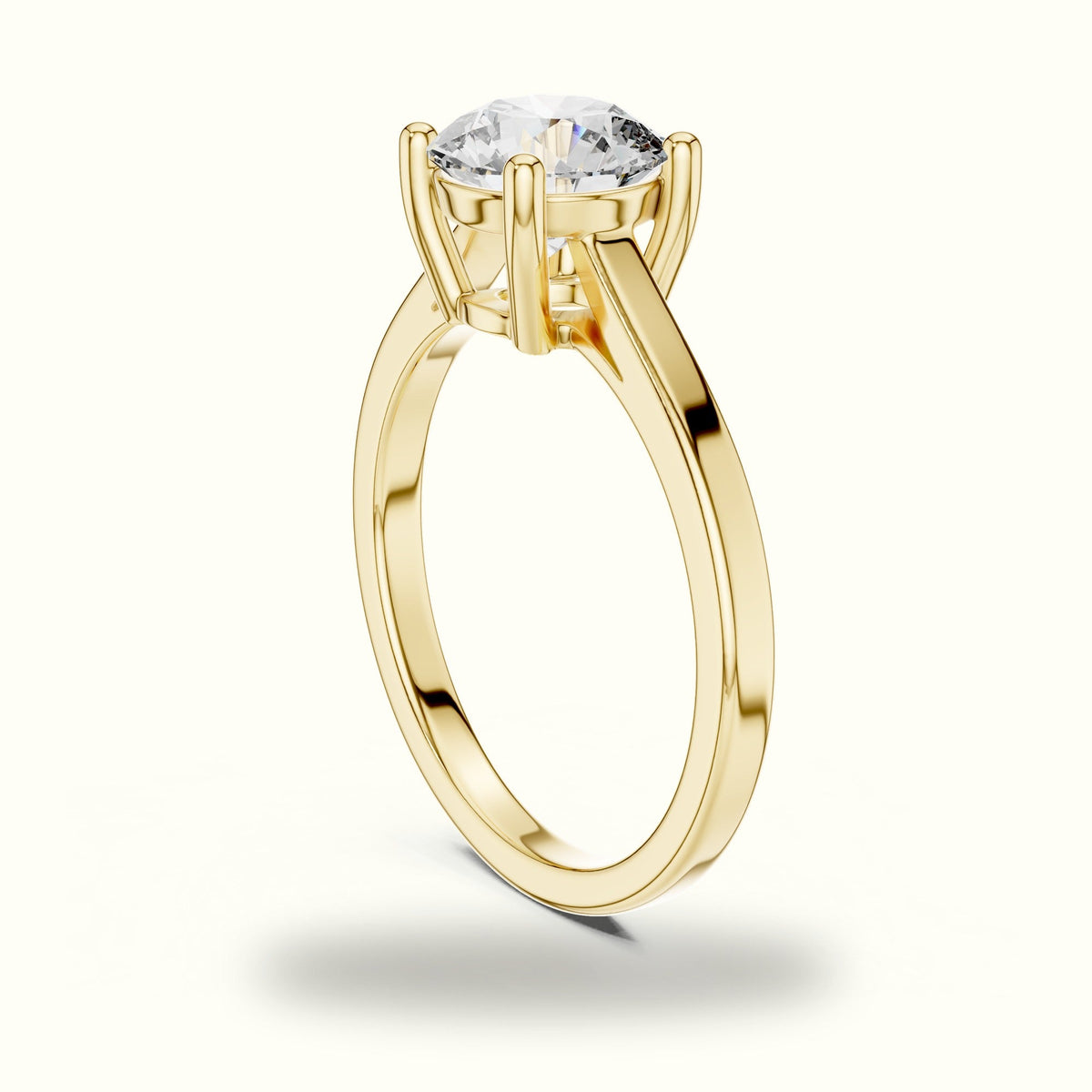 Round Cathedral Solitaire Basket Lab-Grown Diamond Ring — Yellow gold, view 1 | Crystal N Cuts