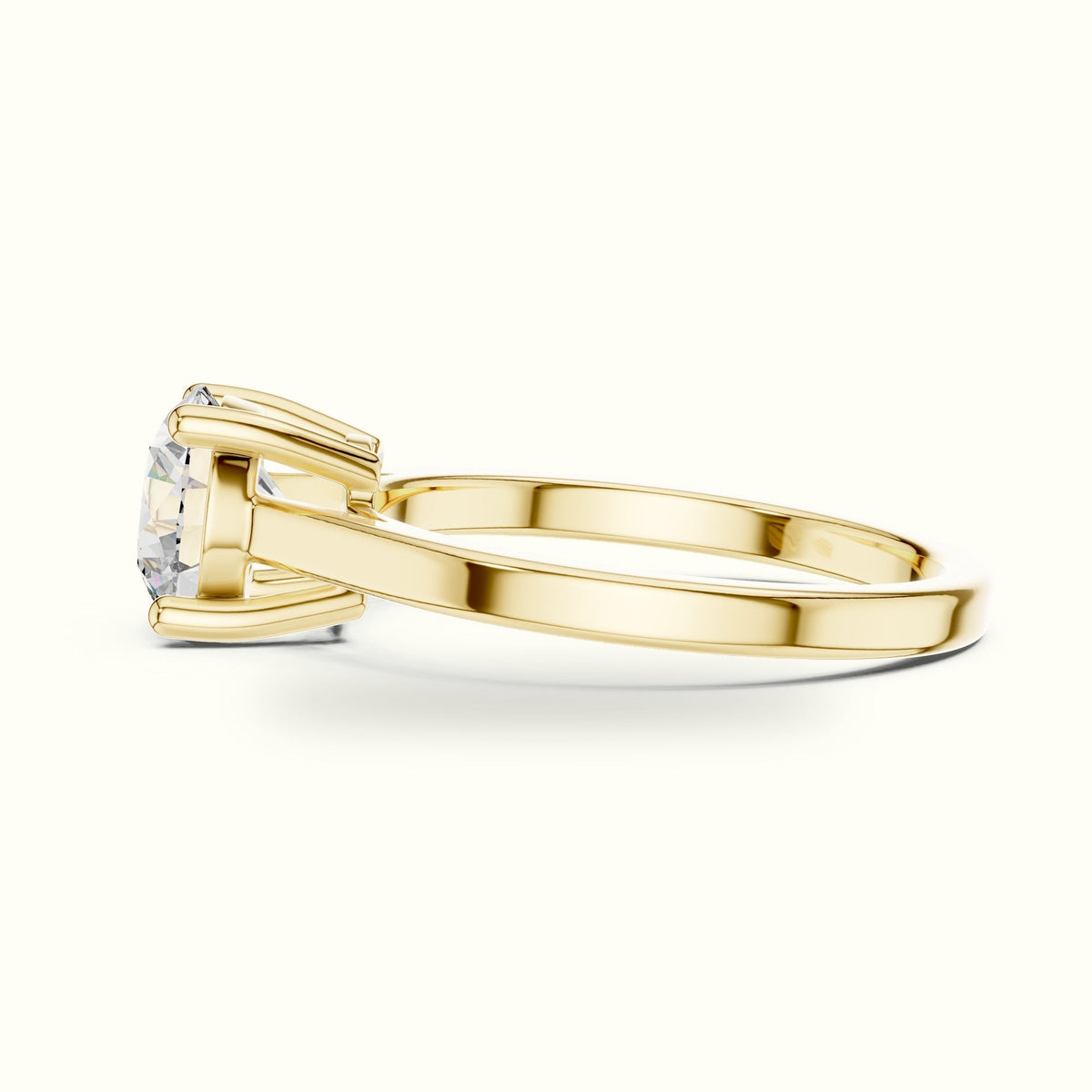 Round Cathedral Solitaire Basket Lab-Grown Diamond Ring — Yellow gold, view 3 | Crystal N Cuts