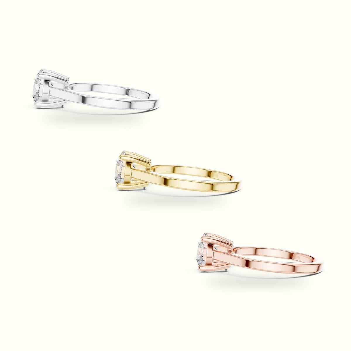 Round Cathedral Solitaire Basket Lab-Grown Diamond Ring — Rose gold, in yellow, white and rose gold | Crystal N Cuts