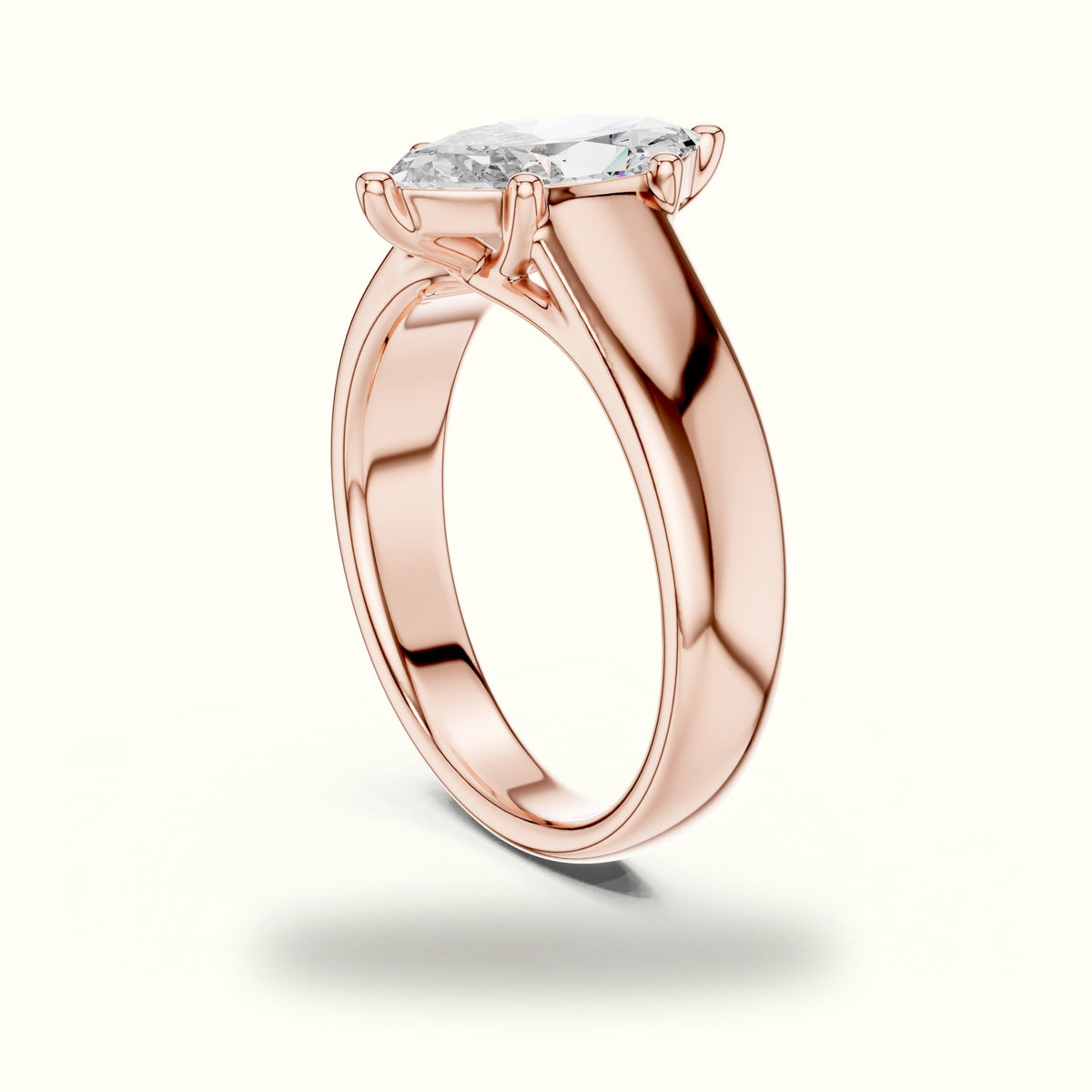 Marquise Cathedral Solitaire Lab-Grown Diamond Ring — Rose gold, view 1 | Crystal N Cuts