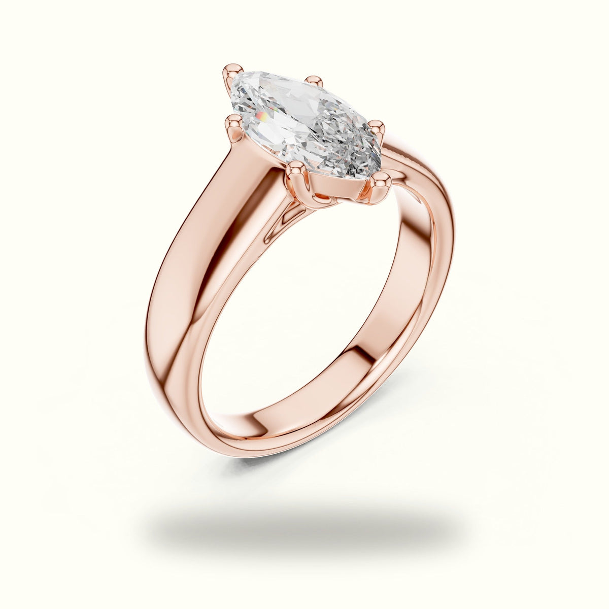 Marquise Cathedral Solitaire Lab-Grown Diamond Ring — Rose gold, view 2 | Crystal N Cuts