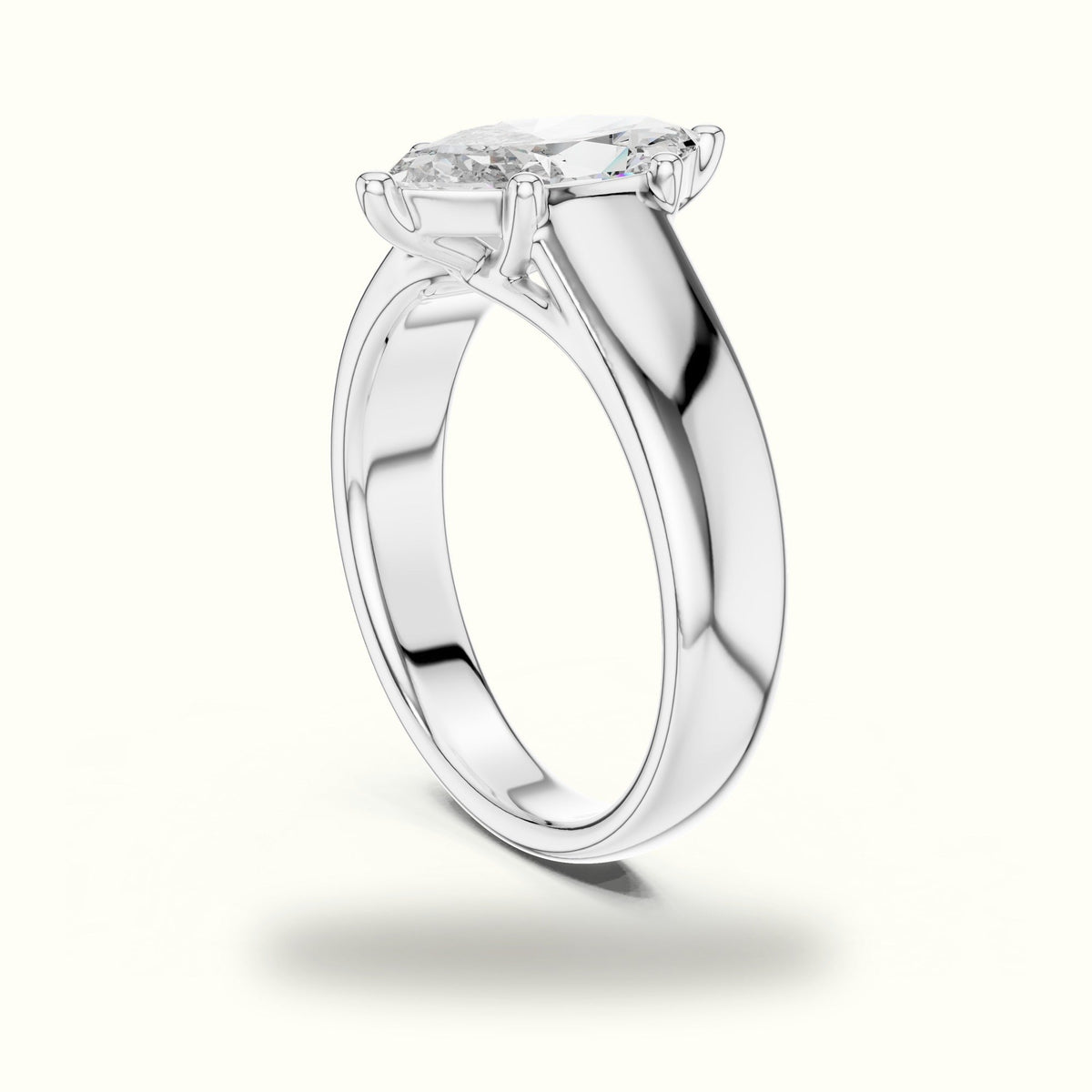 Marquise Cathedral Solitaire Lab-Grown Diamond Ring — White gold, view 1 | Crystal N Cuts
