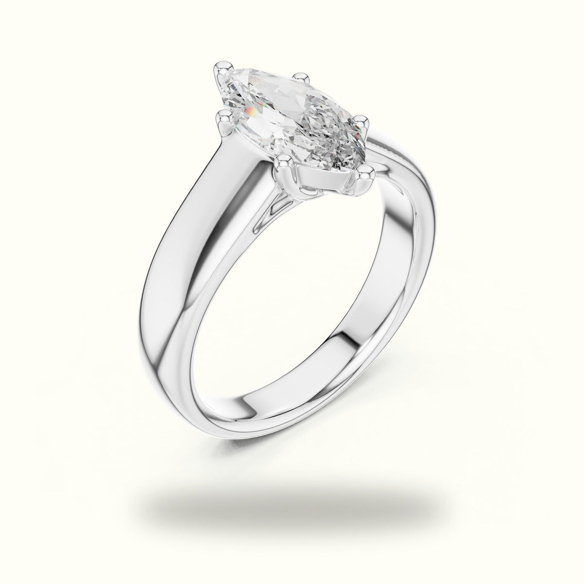 Marquise Cathedral Solitaire Lab-Grown Diamond Ring — White gold, view 2 | Crystal N Cuts