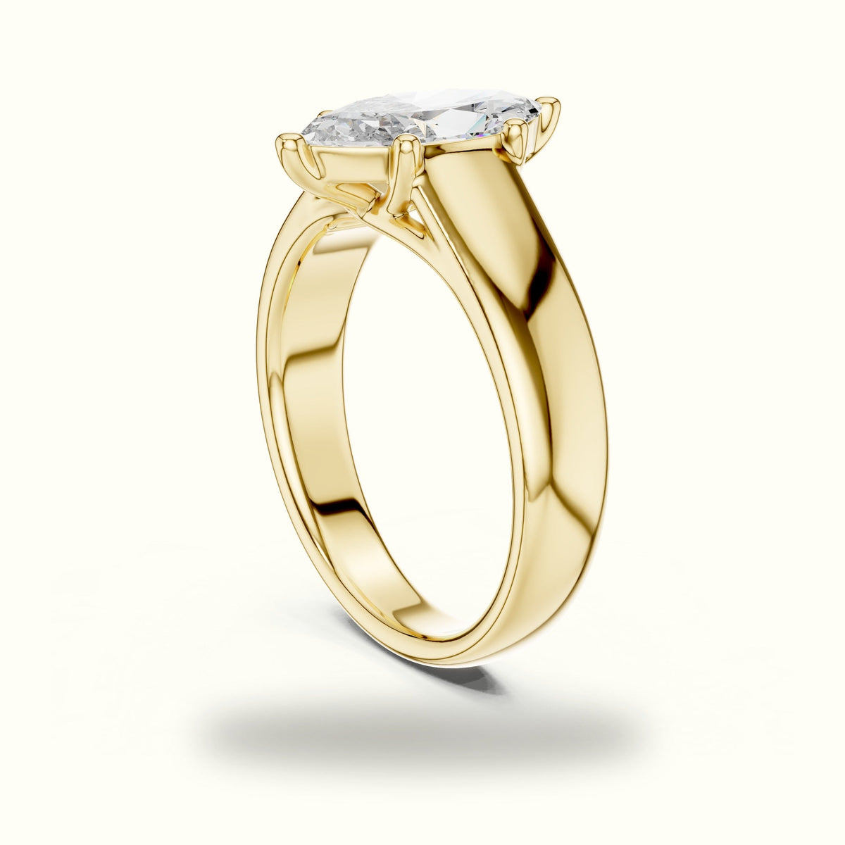 Marquise Cathedral Solitaire Lab-Grown Diamond Ring — Yellow gold, view 1 | Crystal N Cuts