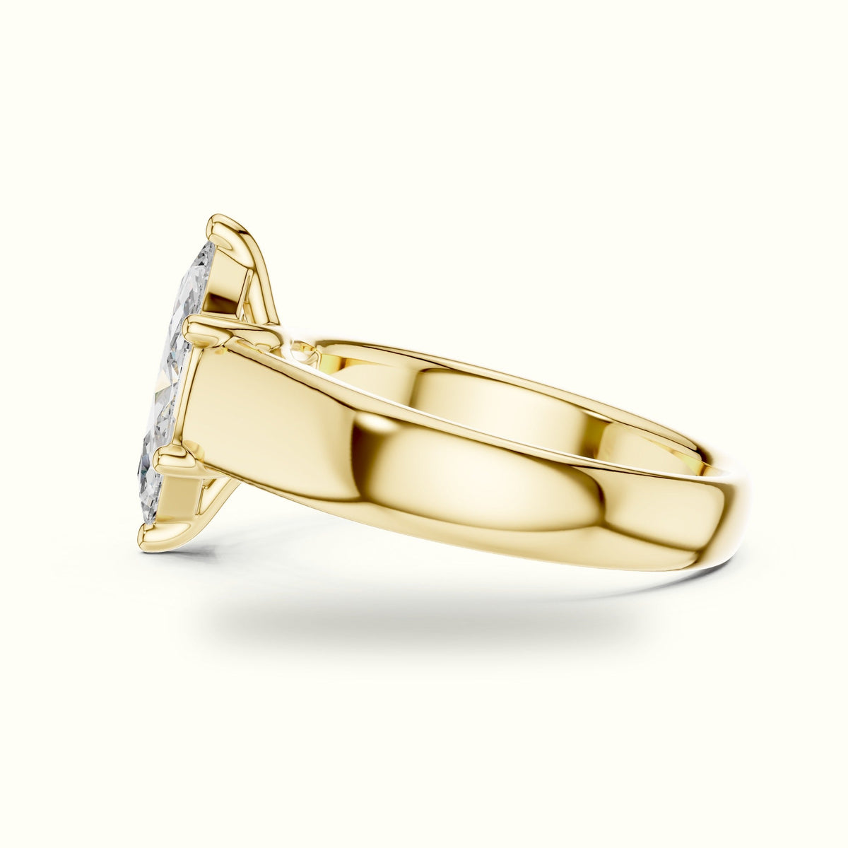Marquise Cathedral Solitaire Lab-Grown Diamond Ring — Yellow gold, view 3 | Crystal N Cuts