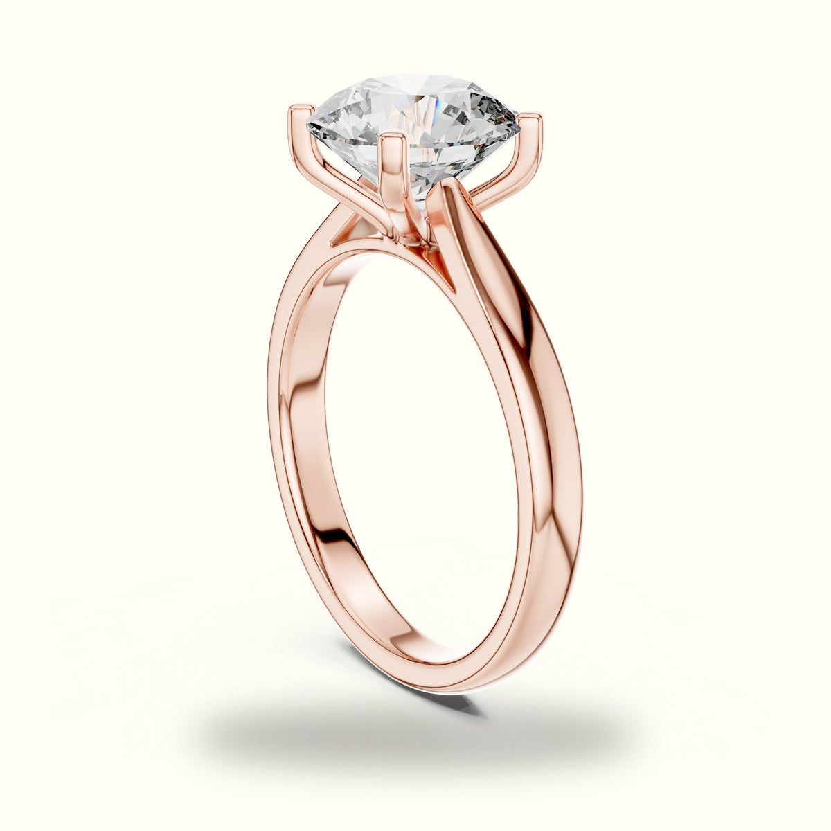 Round Cathedral Lab-Grown Diamond Solitaire Ring — Rose gold, view 1 | Crystal N Cuts