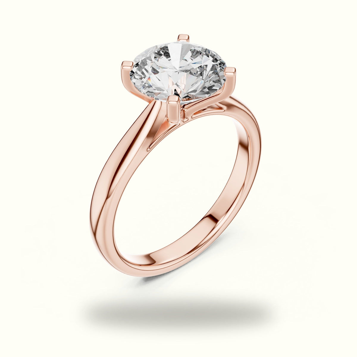 Round Cathedral Lab-Grown Diamond Solitaire Ring — Rose gold, view 2 | Crystal N Cuts