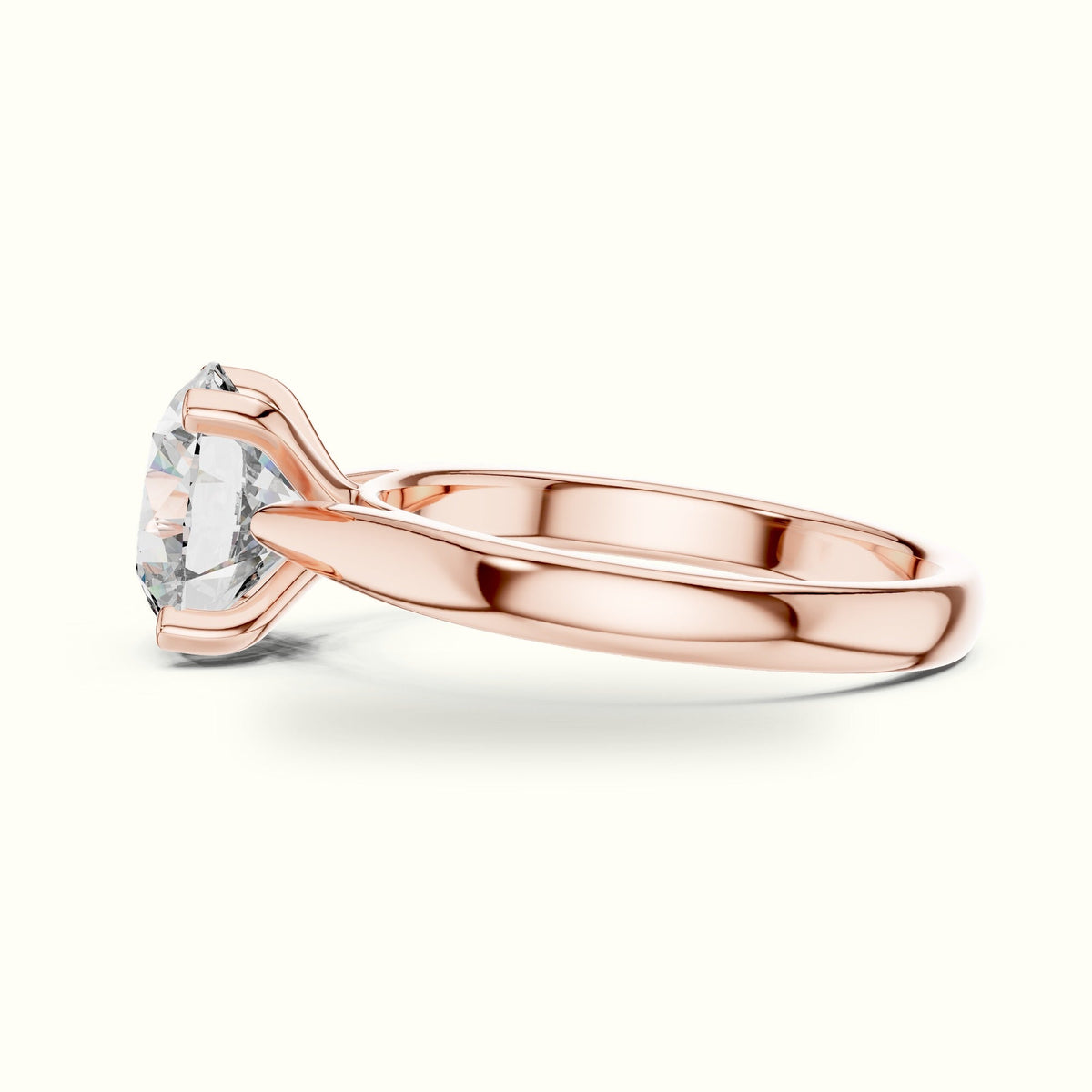 Round Cathedral Lab-Grown Diamond Solitaire Ring — Rose gold, view 3 | Crystal N Cuts