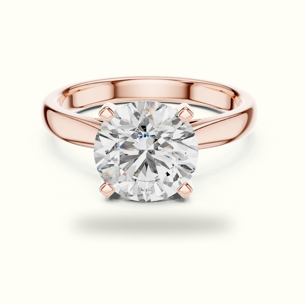 Round Cathedral Lab-Grown Diamond Solitaire Ring — Rose gold, front view | Crystal N Cuts