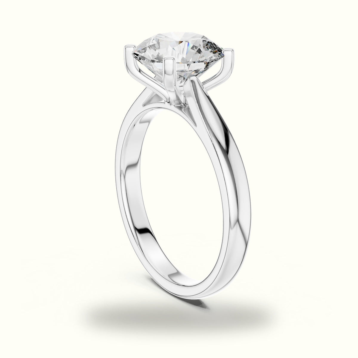 Round Cathedral Lab-Grown Diamond Solitaire Ring — White gold, view 1 | Crystal N Cuts