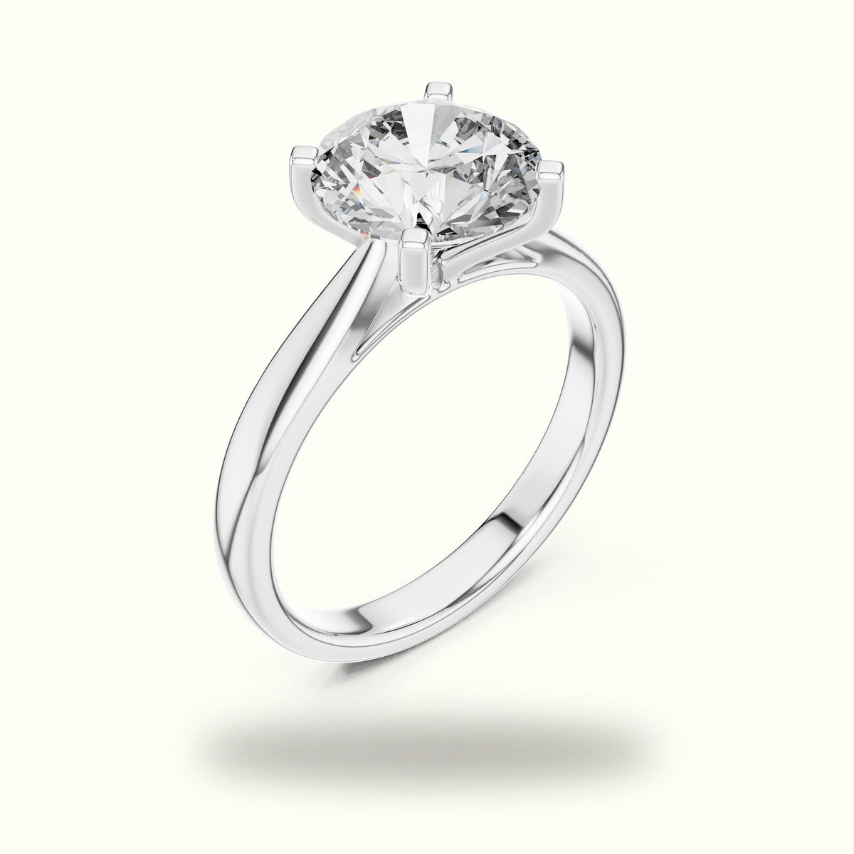 Round Cathedral Lab-Grown Diamond Solitaire Ring — White gold, view 2 | Crystal N Cuts