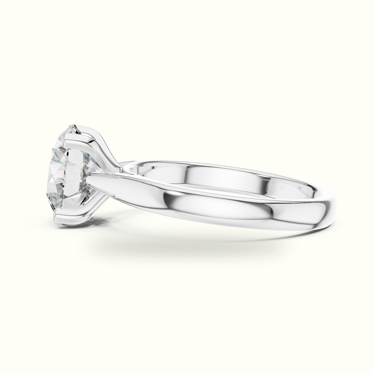 Round Cathedral Lab-Grown Diamond Solitaire Ring — White gold, view 3 | Crystal N Cuts
