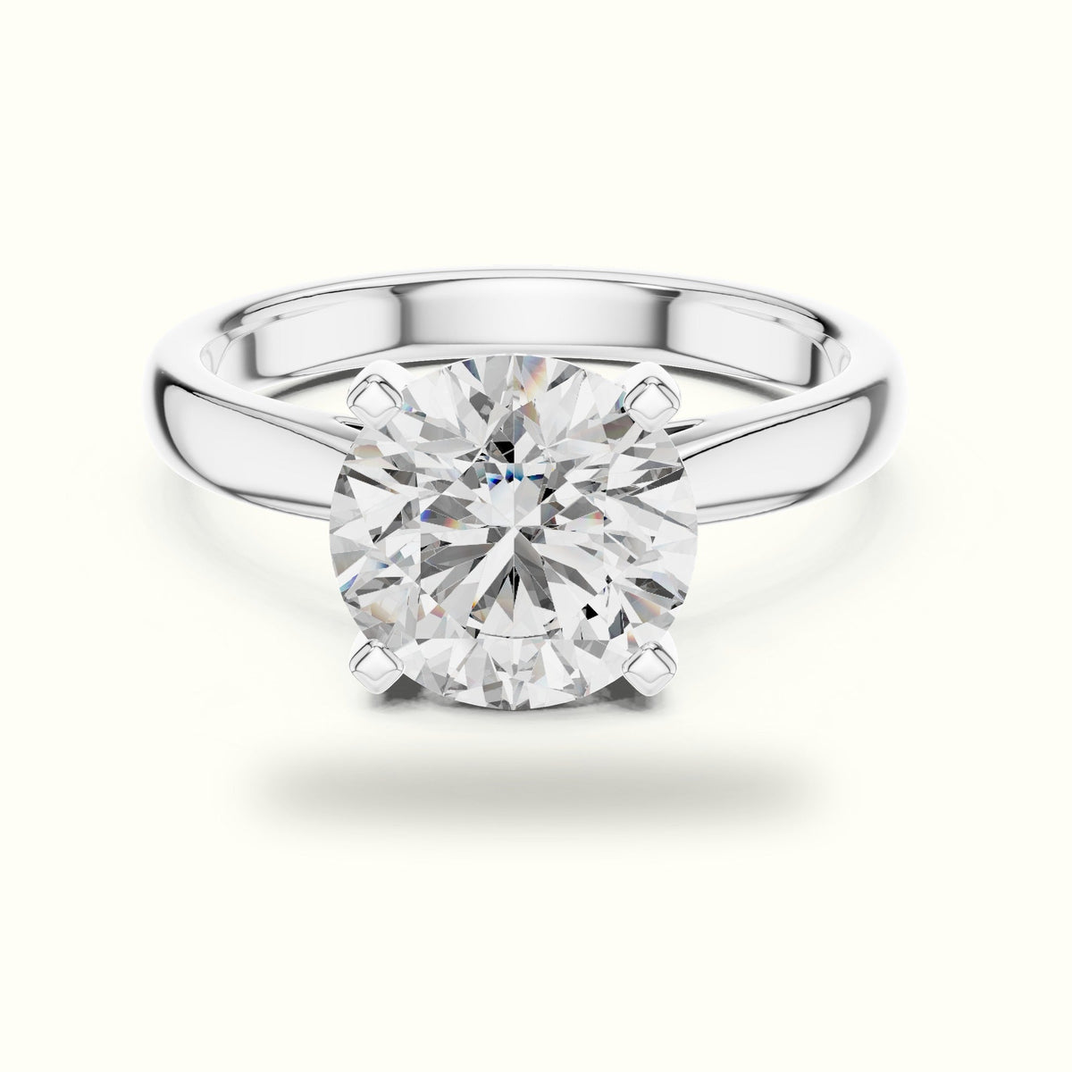 Round Cathedral Lab-Grown Diamond Solitaire Ring — White gold, front view | Crystal N Cuts